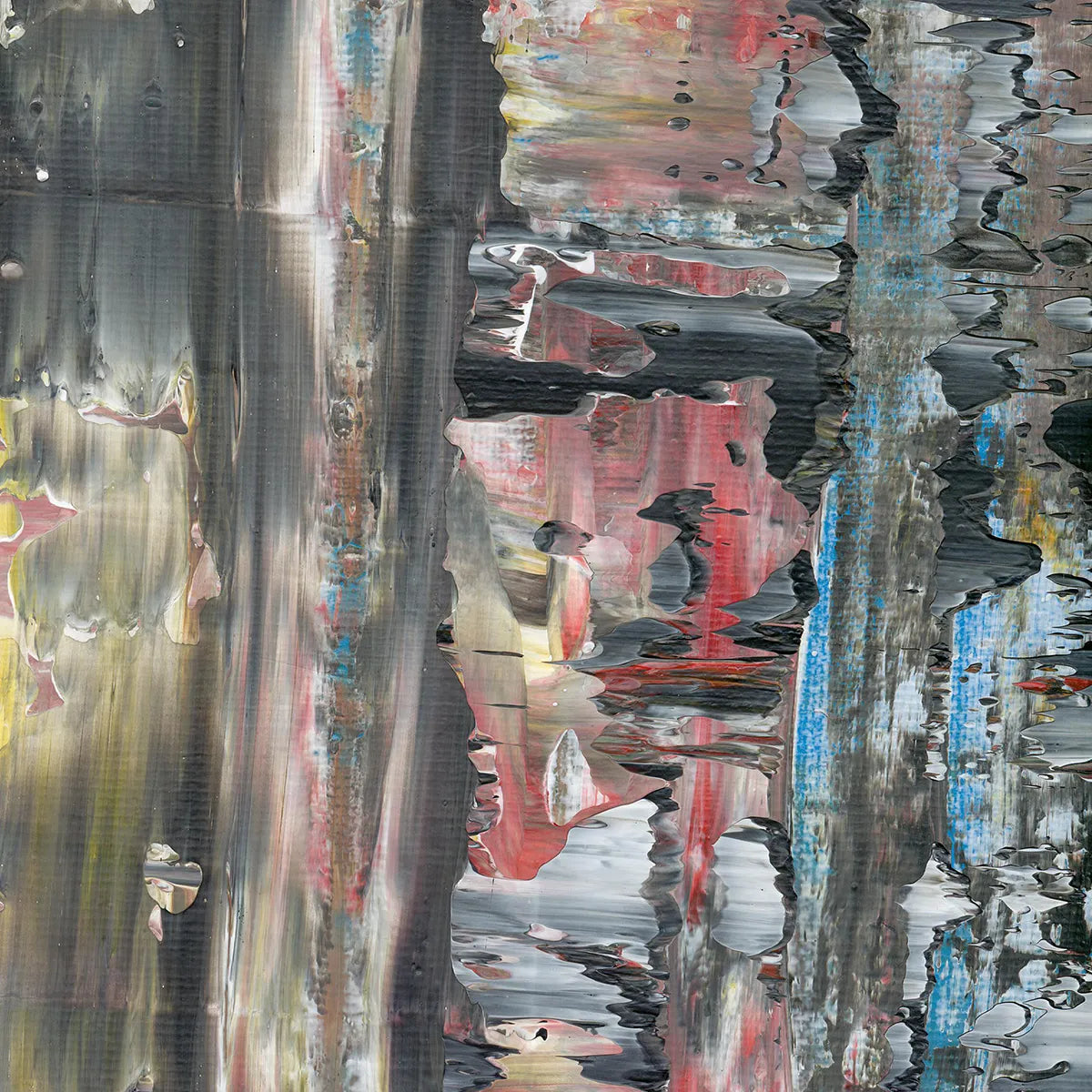 A Quiet River In the Forest -Red Unicorn Art - Original abstract impressionist painting with vibrant, bold colors and rich, thick textures. One-of-a-kind, hand-painted art crafted with love for over 15 years."