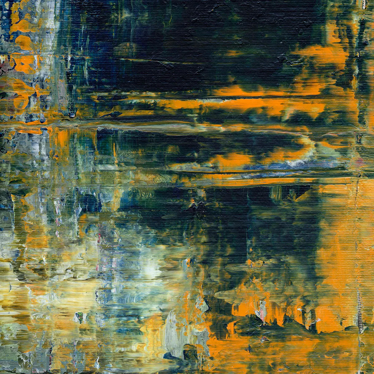 A Wetland at Dawn -Red Unicorn Art - Original abstract impressionist painting with vibrant, bold colors and rich, thick textures. One-of-a-kind, hand-painted art crafted with love for over 15 years."