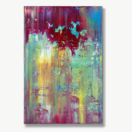 Aurora Dreams -Red Unicorn Art - Original abstract impressionist painting with vibrant, bold colors and rich, thick textures. One-of-a-kind, hand-painted art crafted with love for over 15 years."
