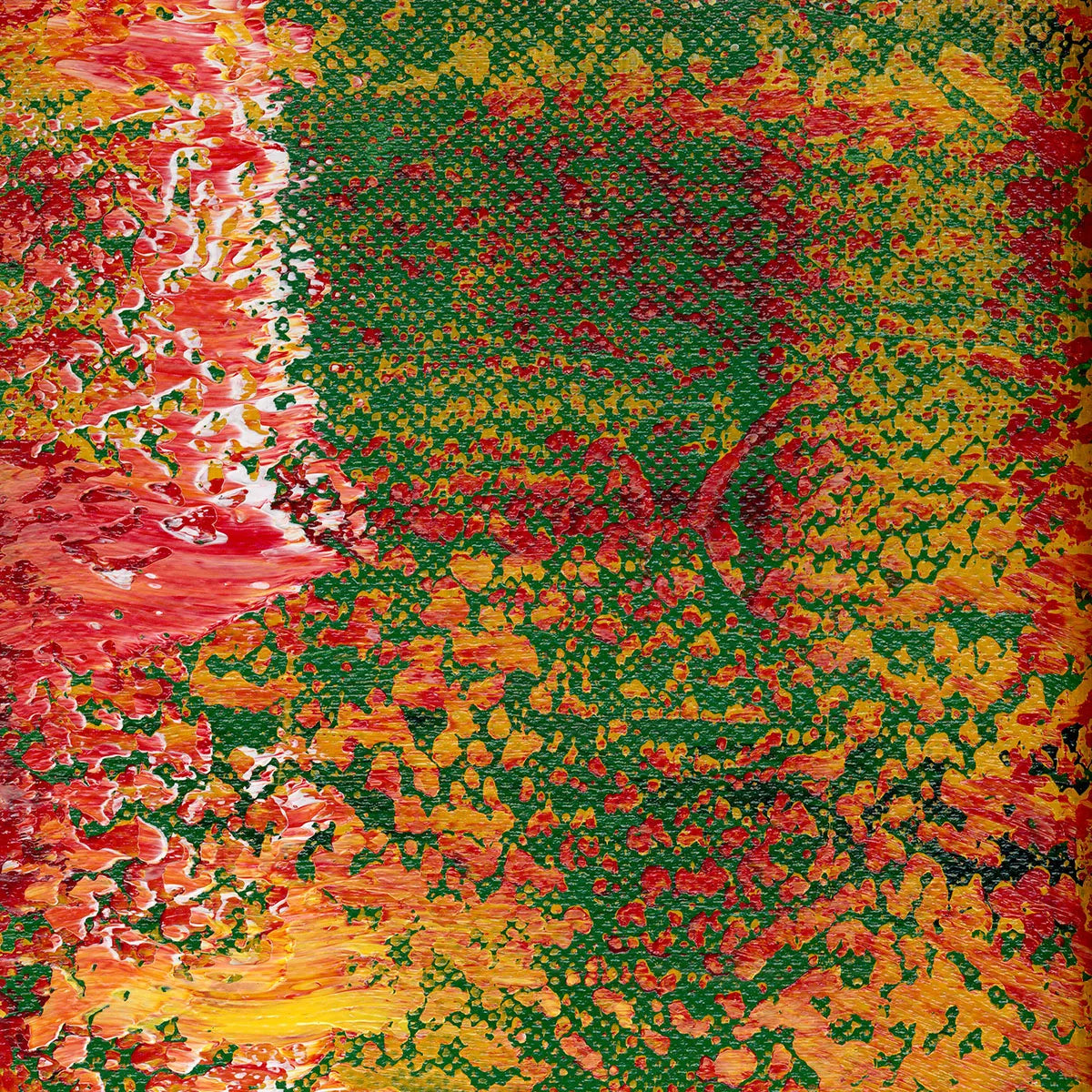 Autumn Colors by the Lake -Red Unicorn Art - Original abstract impressionist painting with vibrant, bold colors and rich, thick textures. One-of-a-kind, hand-painted art crafted with love for over 15 years."