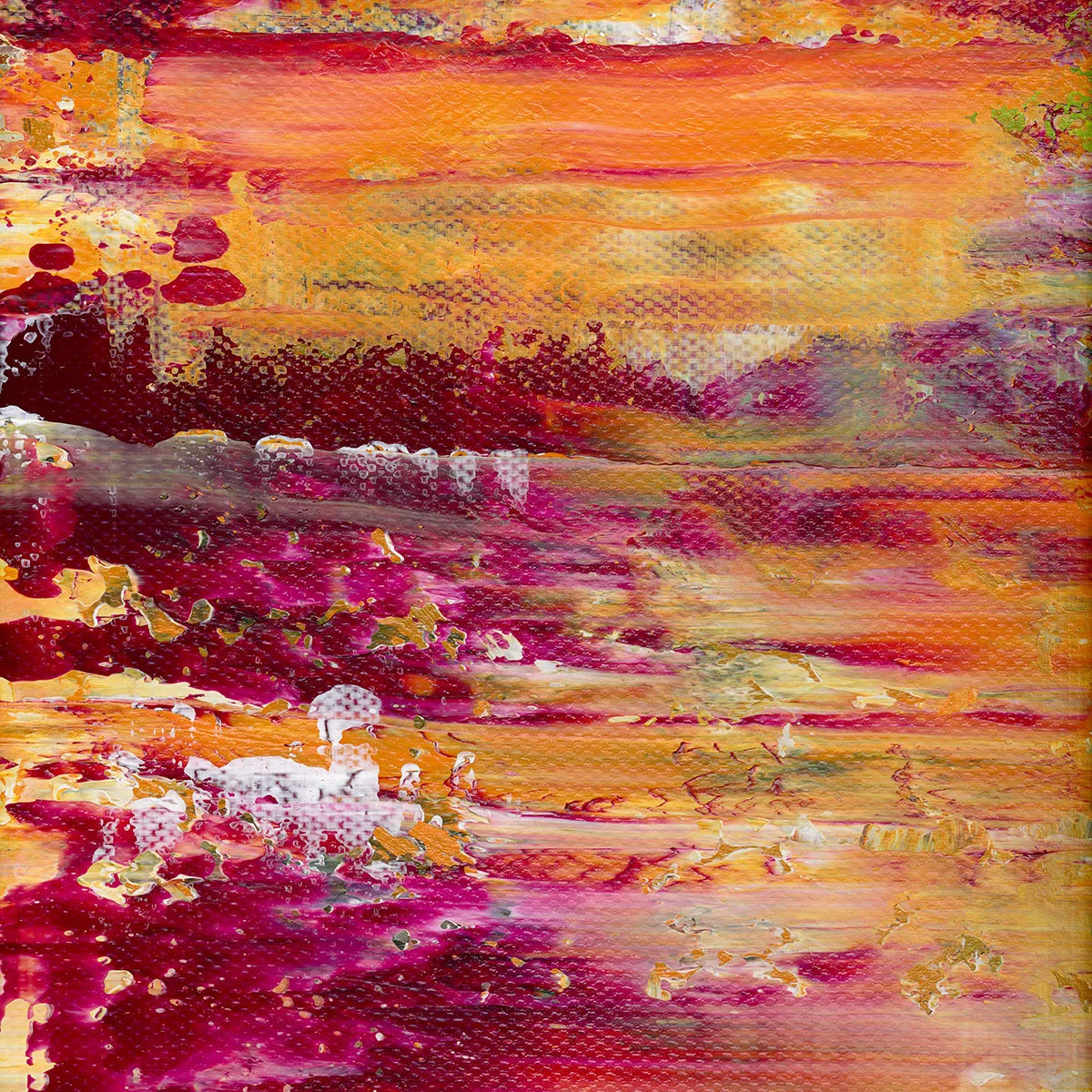 Enchanted Tropical Rainforest -Red Unicorn Art - Original abstract impressionist painting with vibrant, bold colors and rich, thick textures. One-of-a-kind, hand-painted art crafted with love for over 15 years."