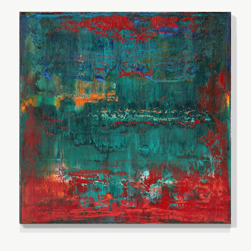 Fiery Rebirth II -Red Unicorn Art - Original abstract impressionist painting with vibrant, bold colors and rich, thick textures. One-of-a-kind, hand-painted art crafted with love for over 15 years."