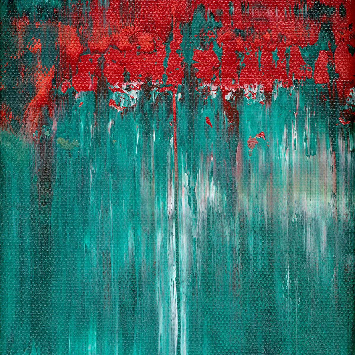 Fiery Rebirth I -Red Unicorn Art - Original abstract impressionist painting with vibrant, bold colors and rich, thick textures. One-of-a-kind, hand-painted art crafted with love for over 15 years."