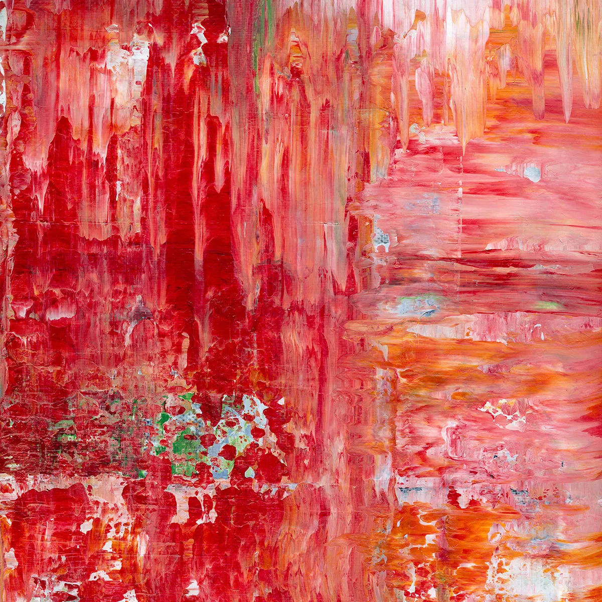 Fire and Flow -Red Unicorn Art - Original abstract impressionist painting with vibrant, bold colors and rich, thick textures. One-of-a-kind, hand-painted art crafted with love for over 15 years."