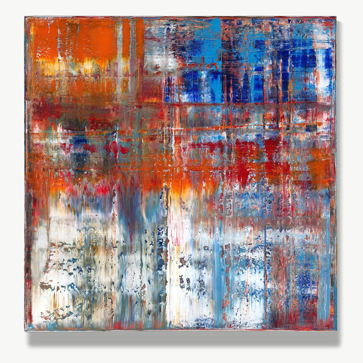 Flamingo Pond -Red Unicorn Art - Original abstract impressionist painting with vibrant, bold colors and rich, thick textures. One-of-a-kind, hand-painted art crafted with love for over 15 years."