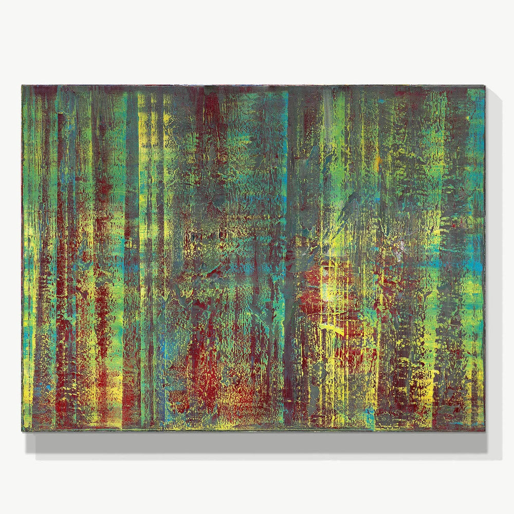 Forest in Morning Light -Red Unicorn Art - Original abstract impressionist painting with vibrant, bold colors and rich, thick textures. One-of-a-kind, hand-painted art crafted with love for over 15 years."