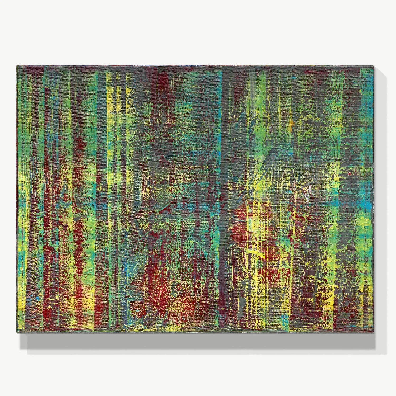 Forest in Morning Light -Red Unicorn Art - Original abstract impressionist painting with vibrant, bold colors and rich, thick textures. One-of-a-kind, hand-painted art crafted with love for over 15 years."