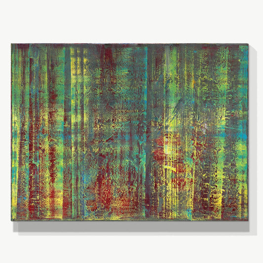 Forest in Morning Light -Red Unicorn Art - Original abstract impressionist painting with vibrant, bold colors and rich, thick textures. One-of-a-kind, hand-painted art crafted with love for over 15 years."