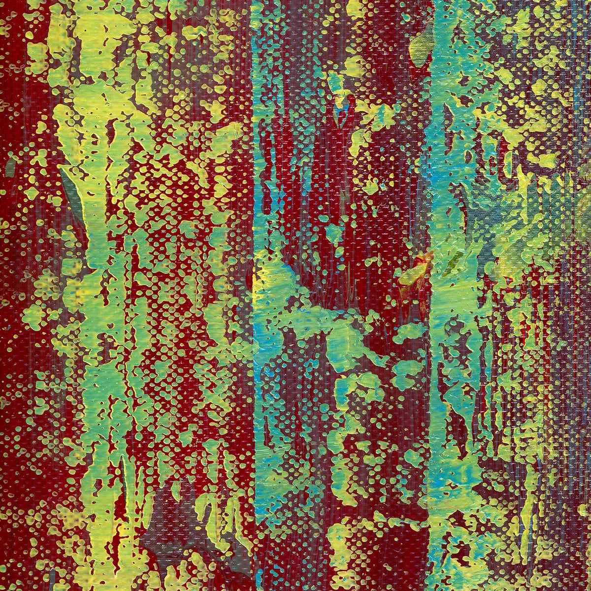 Forest in Morning Light -Red Unicorn Art - Original abstract impressionist painting with vibrant, bold colors and rich, thick textures. One-of-a-kind, hand-painted art crafted with love for over 15 years."