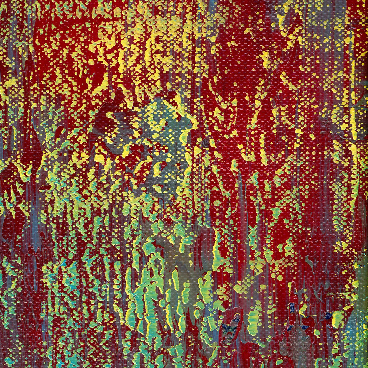 Forest in Morning Light -Red Unicorn Art - Original abstract impressionist painting with vibrant, bold colors and rich, thick textures. One-of-a-kind, hand-painted art crafted with love for over 15 years."