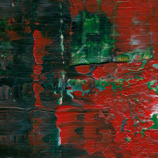 Garden Symphony -Red Unicorn Art - Original abstract impressionist painting with vibrant, bold colors and rich, thick textures. One-of-a-kind, hand-painted art crafted with love for over 15 years."