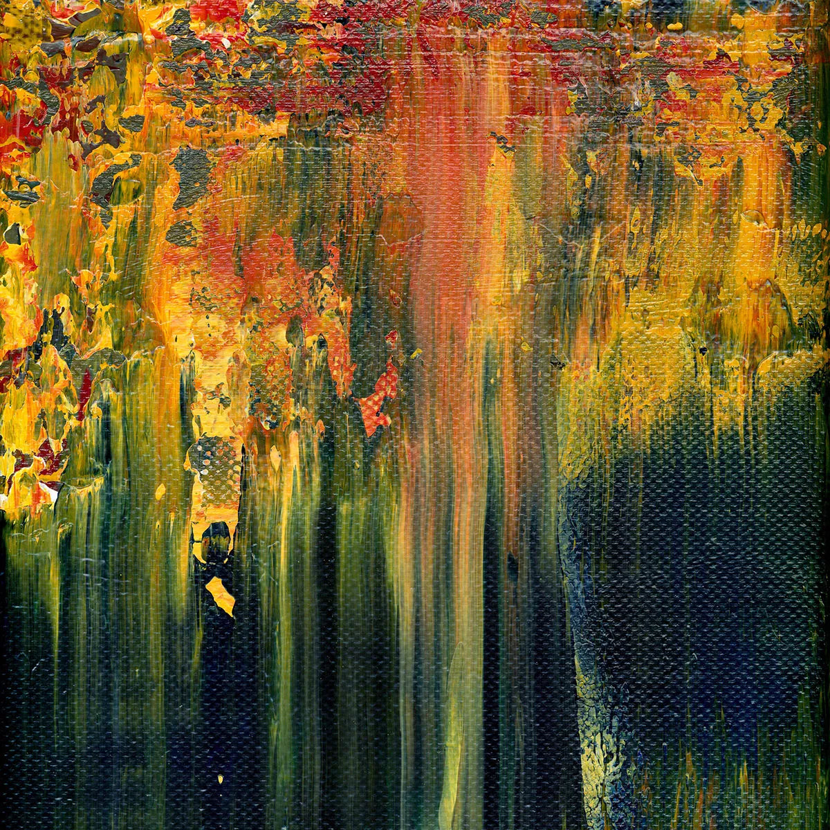 Liberation from Chaos -Red Unicorn Art - Original abstract impressionist painting with vibrant, bold colors and rich, thick textures. One-of-a-kind, hand-painted art crafted with love for over 15 years."