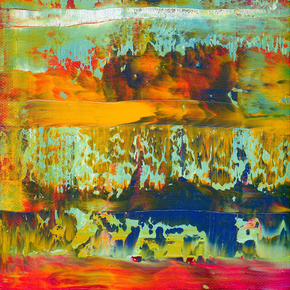 Lights of the Bazaar -Red Unicorn Art - Original abstract impressionist painting with vibrant, bold colors and rich, thick textures. One-of-a-kind, hand-painted art crafted with love for over 15 years."