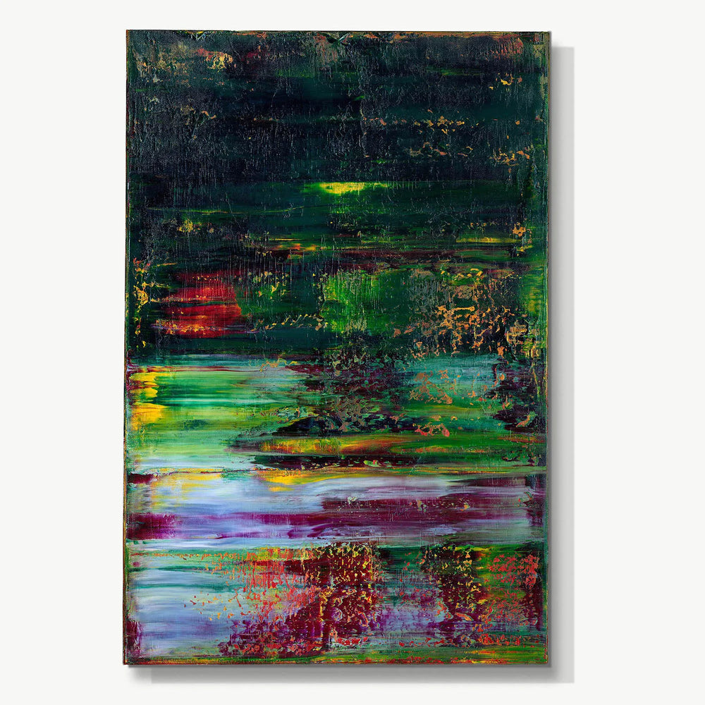 Monet's Pond I -Red Unicorn Art - Original abstract impressionist painting with vibrant, bold colors and rich, thick textures. One-of-a-kind, hand-painted art crafted with love for over 15 years."