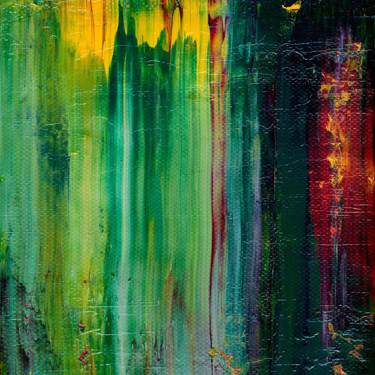 Monet's Pond I -Red Unicorn Art - Original abstract impressionist painting with vibrant, bold colors and rich, thick textures. One-of-a-kind, hand-painted art crafted with love for over 15 years."