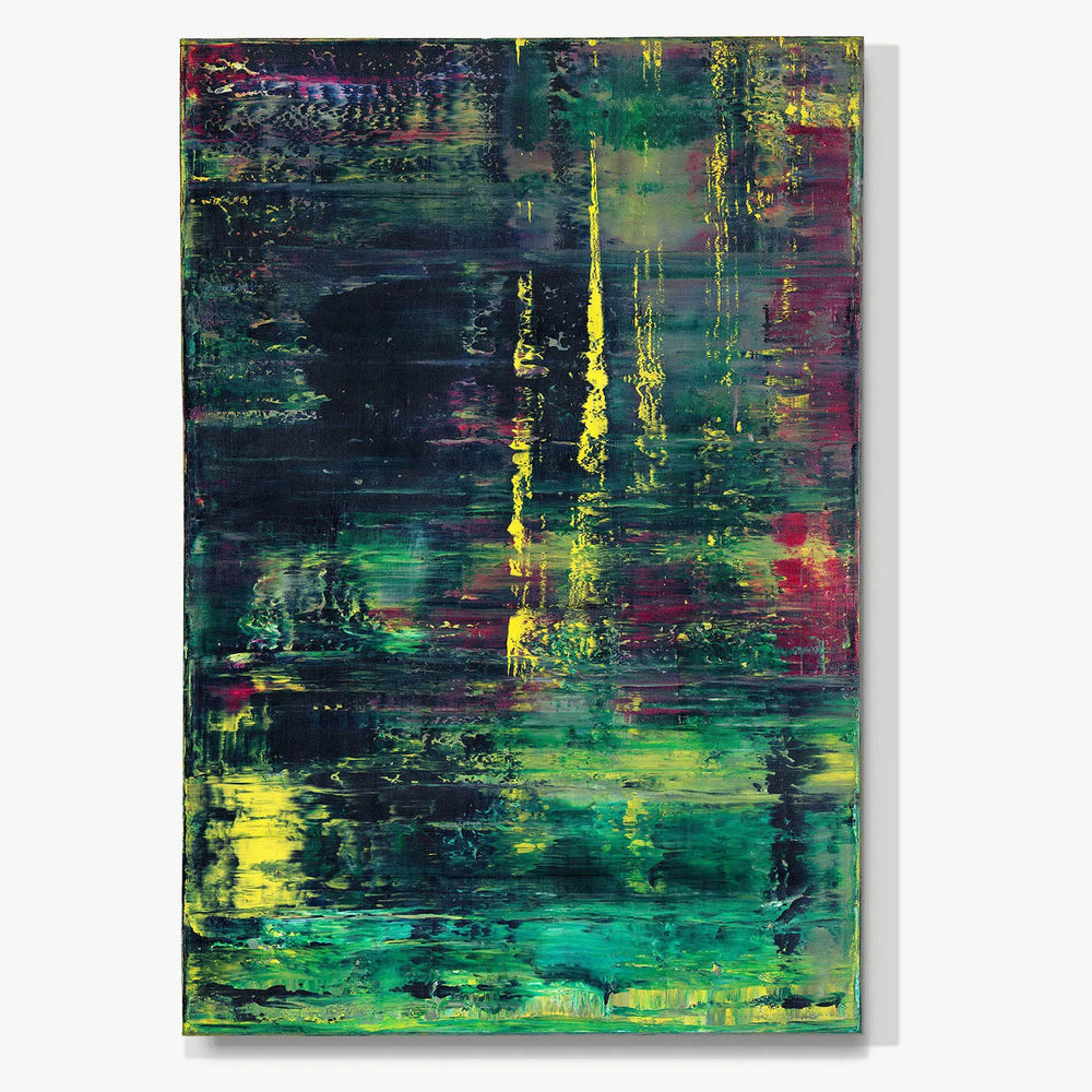 Mystic Pond Reflections -Red Unicorn Art - Original abstract impressionist painting with vibrant, bold colors and rich, thick textures. One-of-a-kind, hand-painted art crafted with love for over 15 years."