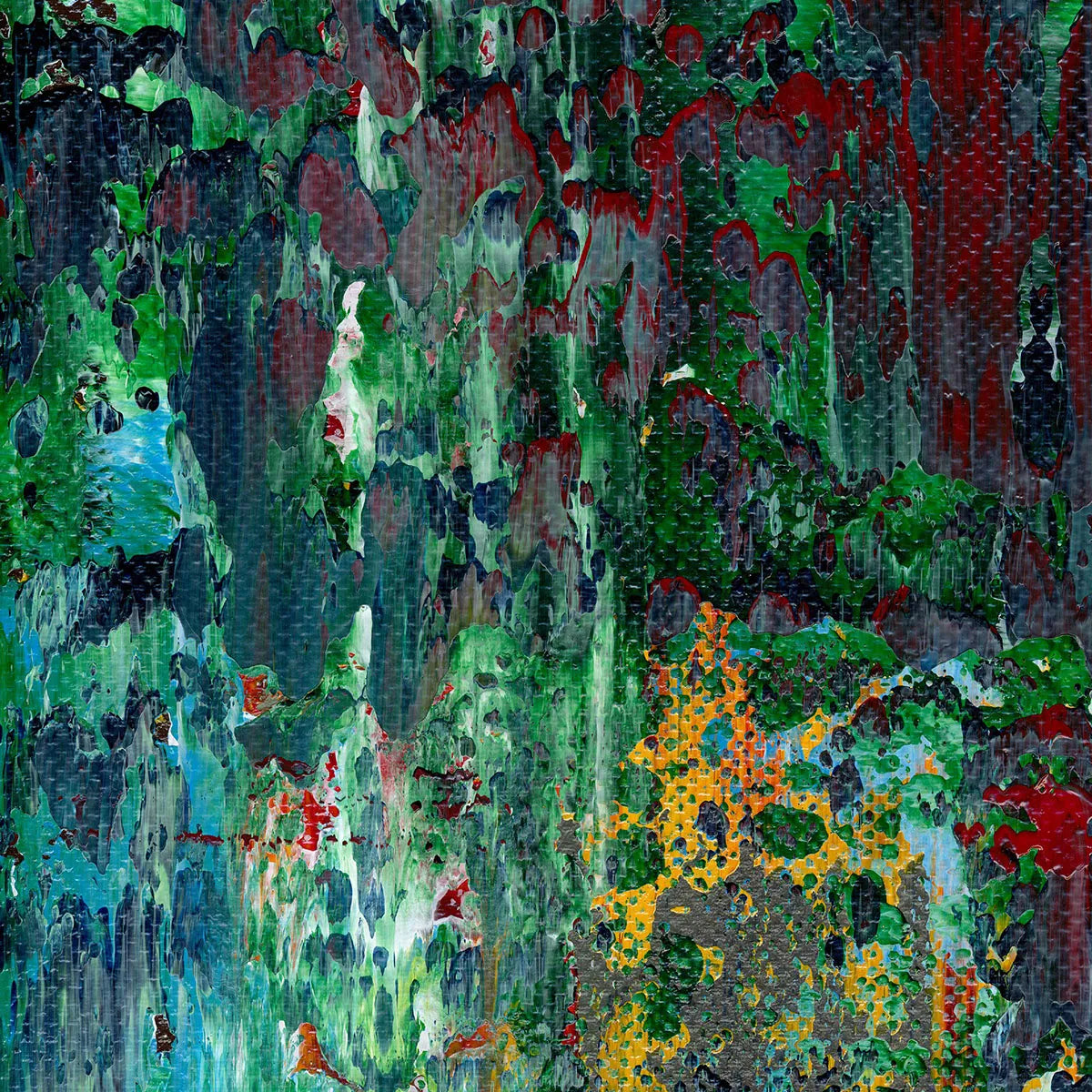 Mystic Reflections II -Red Unicorn Art - Original abstract impressionist painting with vibrant, bold colors and rich, thick textures. One-of-a-kind, hand-painted art crafted with love for over 15 years."