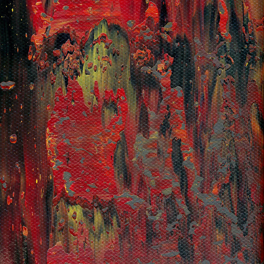 Phoenix Rebirth: Flames of the Forest -Red Unicorn Art - Original abstract impressionist painting with vibrant, bold colors and rich, thick textures. One-of-a-kind, hand-painted art crafted with love for over 15 years."