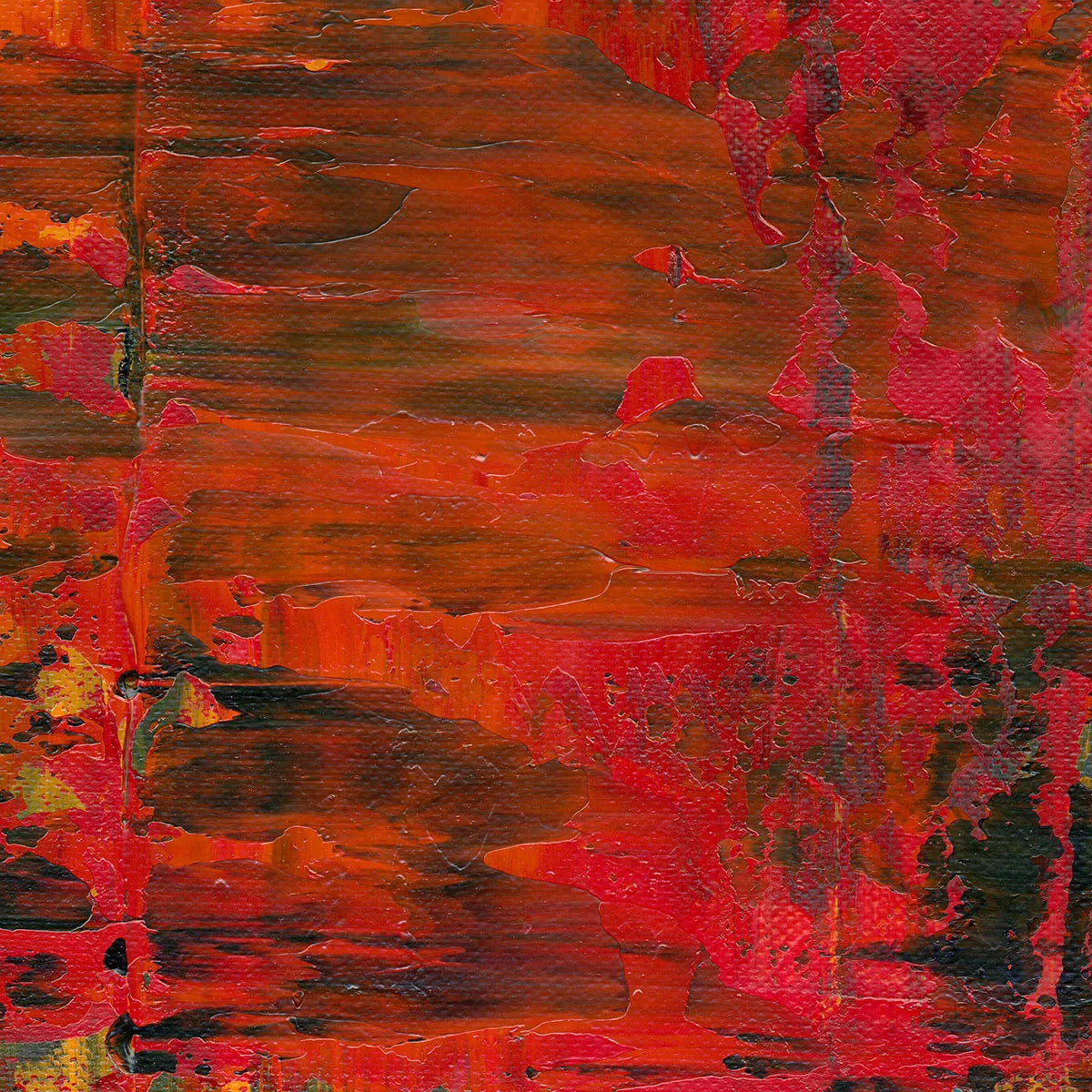 Ravage and Regrowth -Red Unicorn Art - Original abstract impressionist painting with vibrant, bold colors and rich, thick textures. One-of-a-kind, hand-painted art crafted with love for over 15 years."