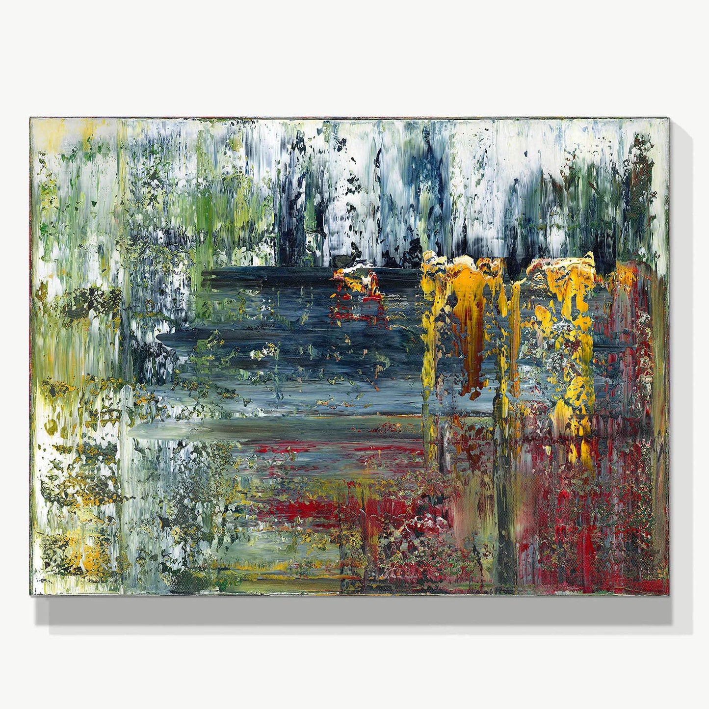 Reflections of Spring Lake -Red Unicorn Art - Original abstract impressionist painting with vibrant, bold colors and rich, thick textures. One-of-a-kind, hand-painted art crafted with love for over 15 years."