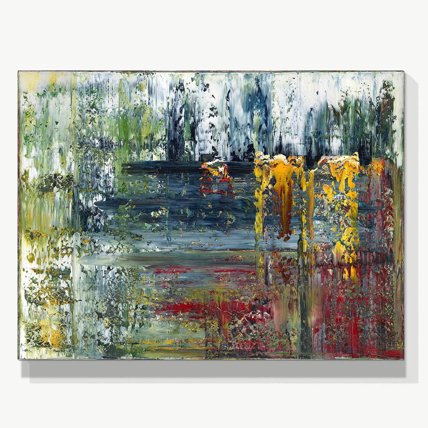 Reflections of Spring Lake -Red Unicorn Art - Original abstract impressionist painting with vibrant, bold colors and rich, thick textures. One-of-a-kind, hand-painted art crafted with love for over 15 years."