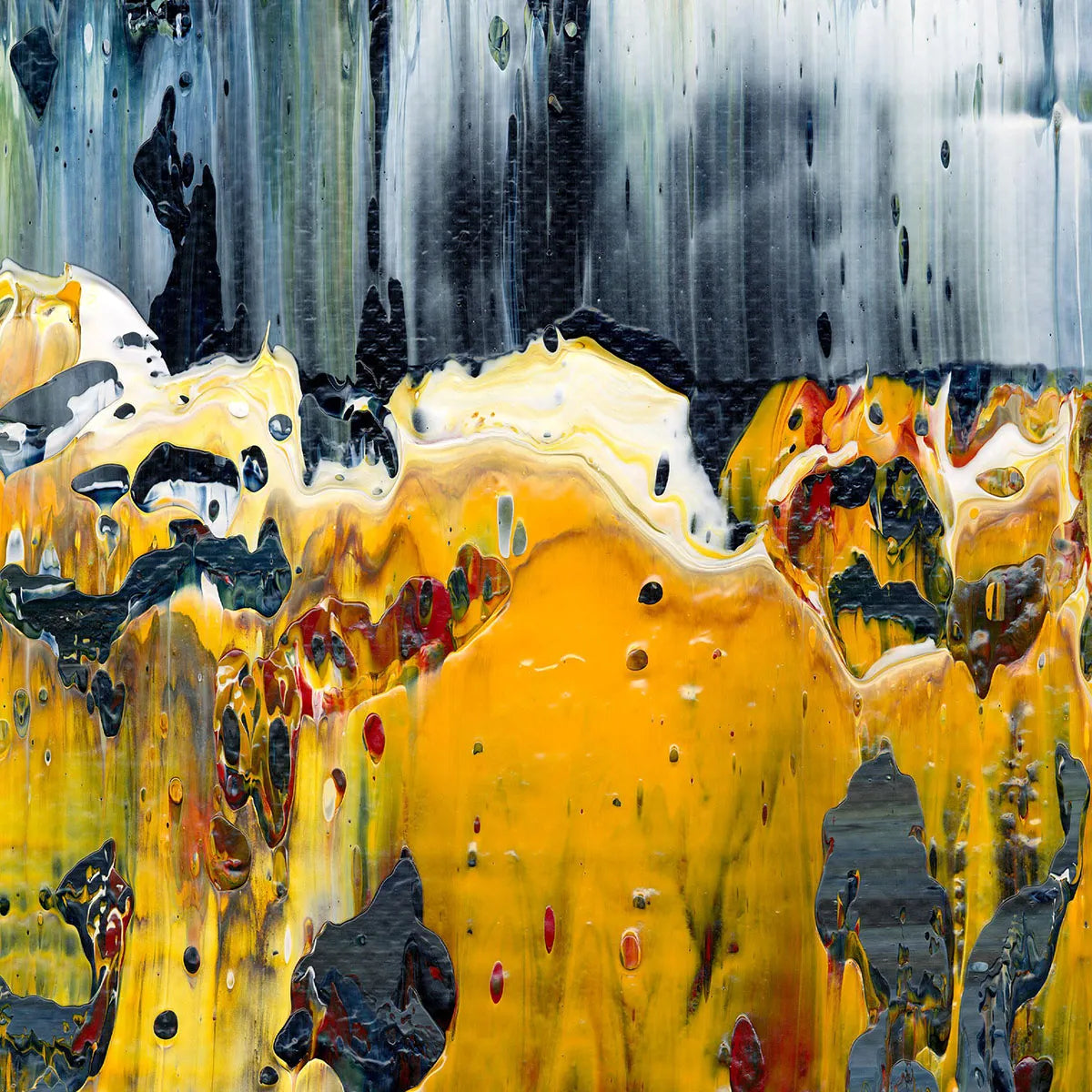 Reflections of Spring Lake -Red Unicorn Art - Original abstract impressionist painting with vibrant, bold colors and rich, thick textures. One-of-a-kind, hand-painted art crafted with love for over 15 years."