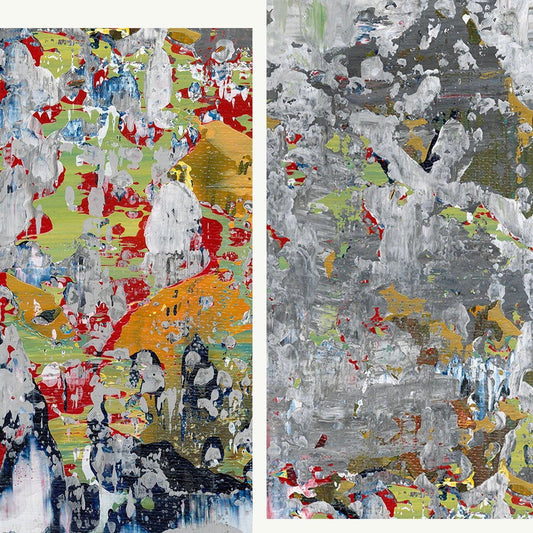 Shattered Reflections -Red Unicorn Art - Original abstract impressionist painting with vibrant, bold colors and rich, thick textures. One-of-a-kind, hand-painted art crafted with love for over 15 years."