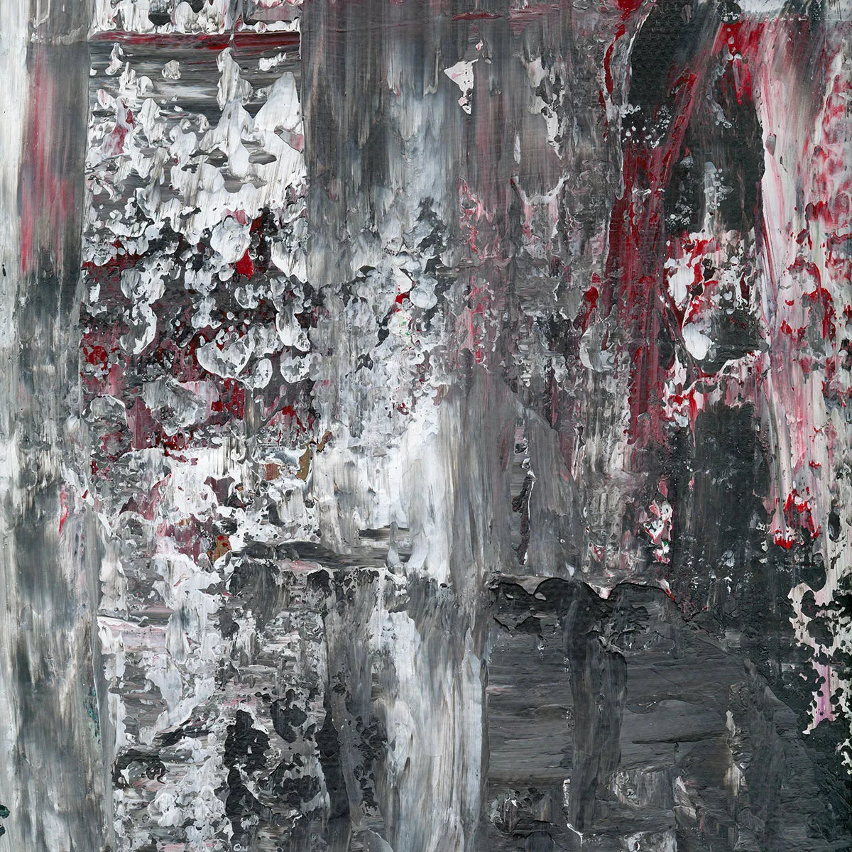 Silent Shadows on Wet Streets II -Red Unicorn Art - Original abstract impressionist painting with vibrant, bold colors and rich, thick textures. One-of-a-kind, hand-painted art crafted with love for over 15 years."