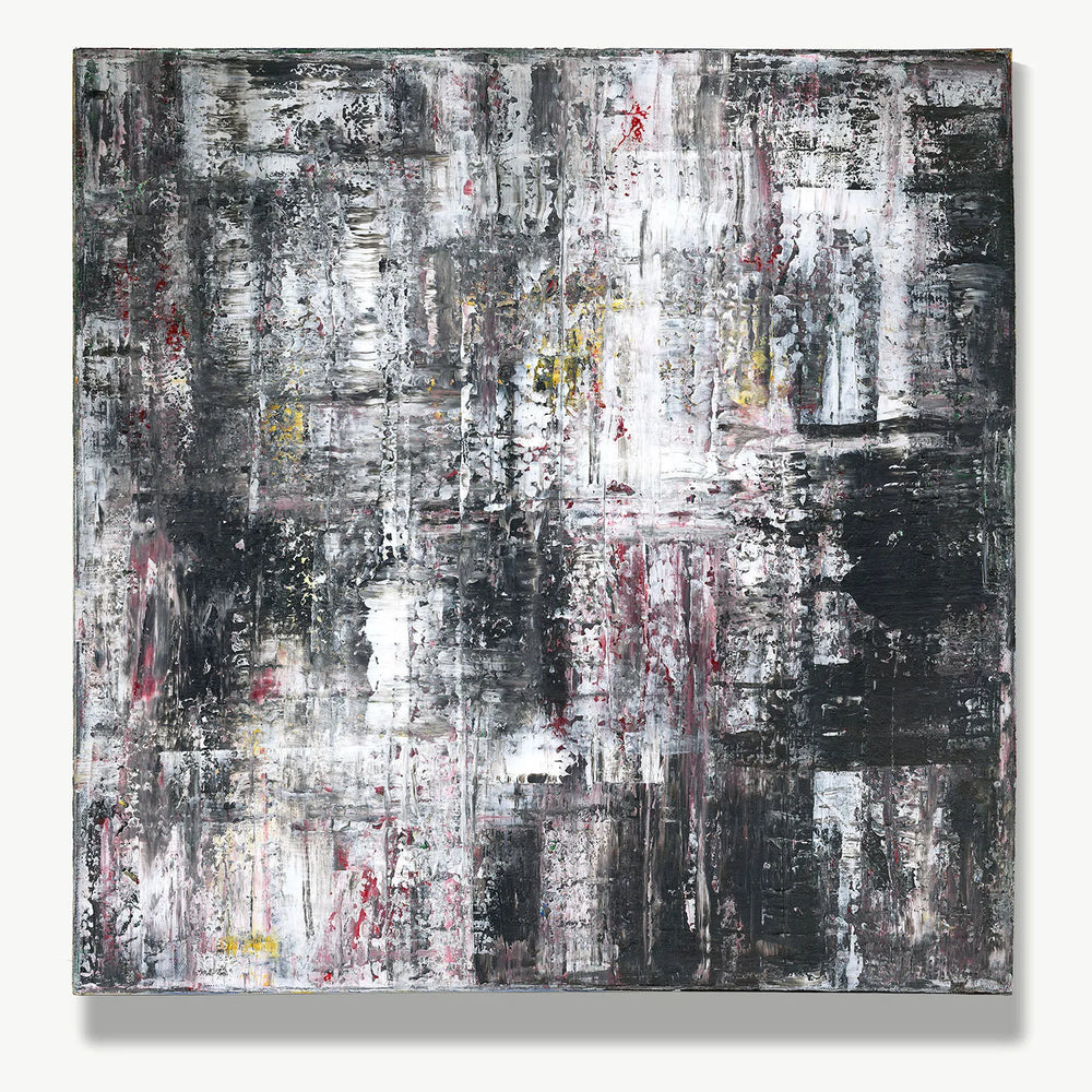 Silent Shadows on Wet Streets I -Red Unicorn Art - Original abstract impressionist painting with vibrant, bold colors and rich, thick textures. One-of-a-kind, hand-painted art crafted with love for over 15 years."