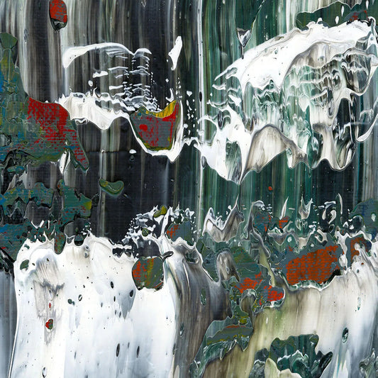 Whispers of the Waterfall -Red Unicorn Art - Original abstract impressionist painting with vibrant, bold colors and rich, thick textures. One-of-a-kind, hand-painted art crafted with love for over 15 years."