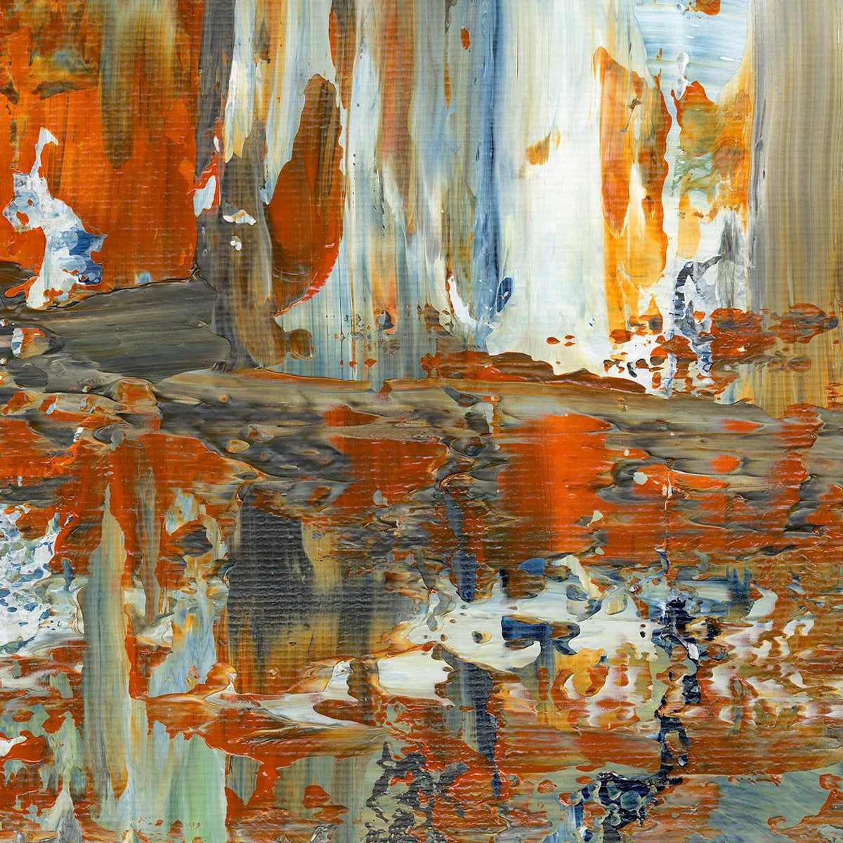 Time Deposition -Red Unicorn Art - Original abstract impressionist painting with vibrant, bold colors and rich, thick textures. One-of-a-kind, hand-painted art crafted with love for over 15 years."