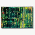 Verdant Echoes -Red Unicorn Art - Original abstract impressionist painting with vibrant, bold colors and rich, thick textures. One-of-a-kind, hand-painted art crafted with love for over 15 years."