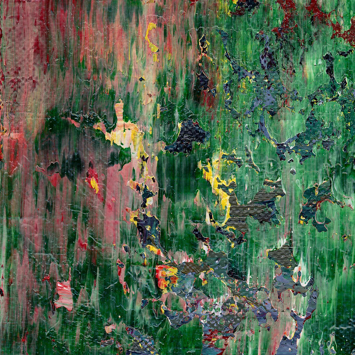 Verdant Spirit Valley -Red Unicorn Art - Original abstract impressionist painting with vibrant, bold colors and rich, thick textures. One-of-a-kind, hand-painted art crafted with love for over 15 years."