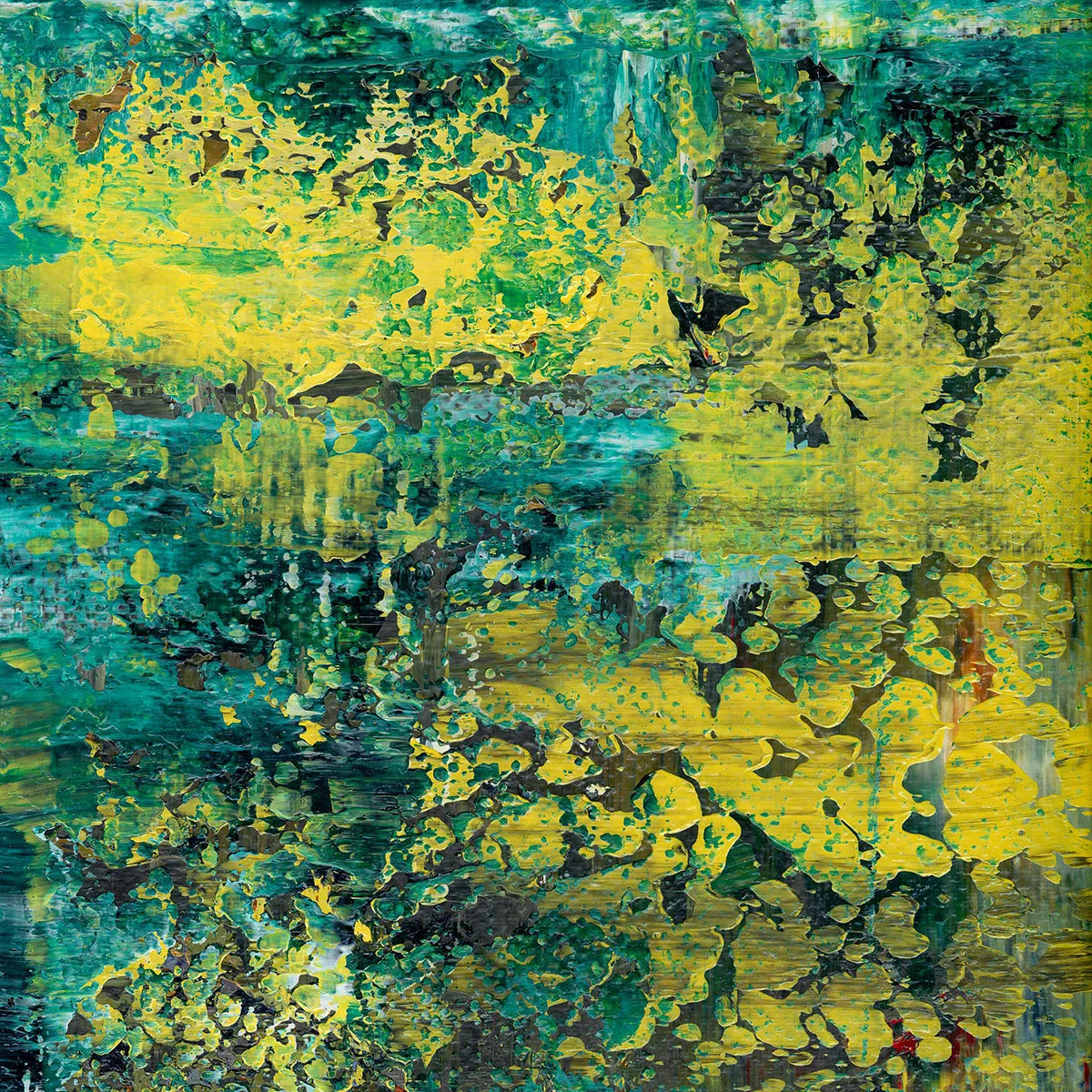 Whispers of Forest and Lake -Red Unicorn Art - Original abstract impressionist painting with vibrant, bold colors and rich, thick textures. One-of-a-kind, hand-painted art crafted with love for over 15 years."