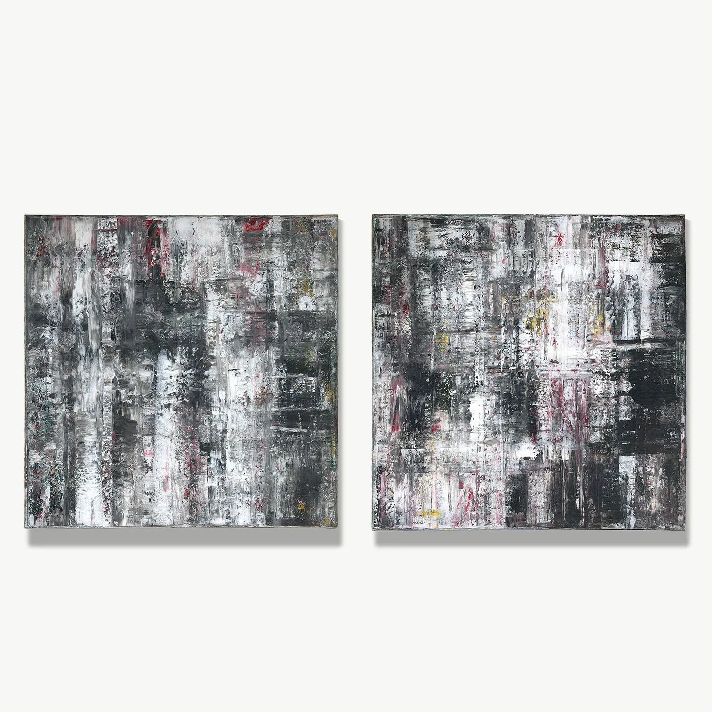 Silent Shadows on Wet Streets (set of 2) -Red Unicorn Art - Original abstract impressionist painting with vibrant, bold colors and rich, thick textures. One-of-a-kind, hand-painted art crafted with love for over 15 years."