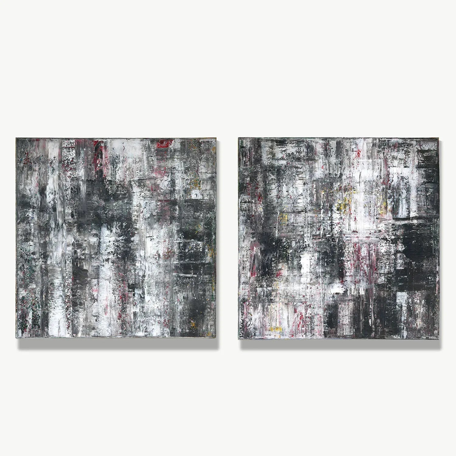 Silent Shadows on Wet Streets (set of 2) -Red Unicorn Art - Original abstract impressionist painting with vibrant, bold colors and rich, thick textures. One-of-a-kind, hand-painted art crafted with love for over 15 years."