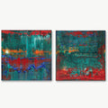 Fiery Rebirth (set of 2) -Red Unicorn Art - Original abstract impressionist painting with vibrant, bold colors and rich, thick textures. One-of-a-kind, hand-painted art crafted with love for over 15 years."
