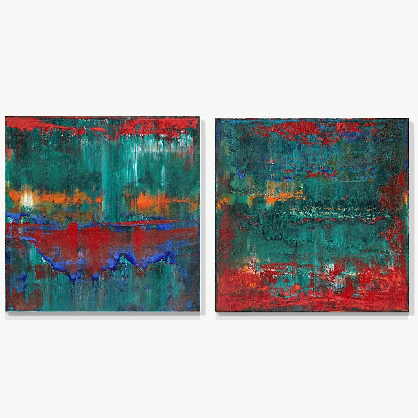 Fiery Rebirth (set of 2) -Red Unicorn Art - Original abstract impressionist painting with vibrant, bold colors and rich, thick textures. One-of-a-kind, hand-painted art crafted with love for over 15 years."