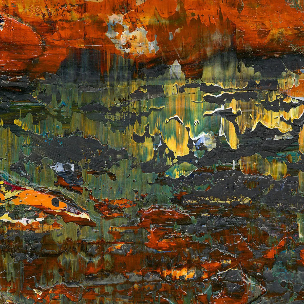 A Cooling Flame -Red Unicorn Art - Original abstract impressionist painting with vibrant, bold colors and rich, thick textures. One-of-a-kind, hand-painted art crafted with love for over 15 years."