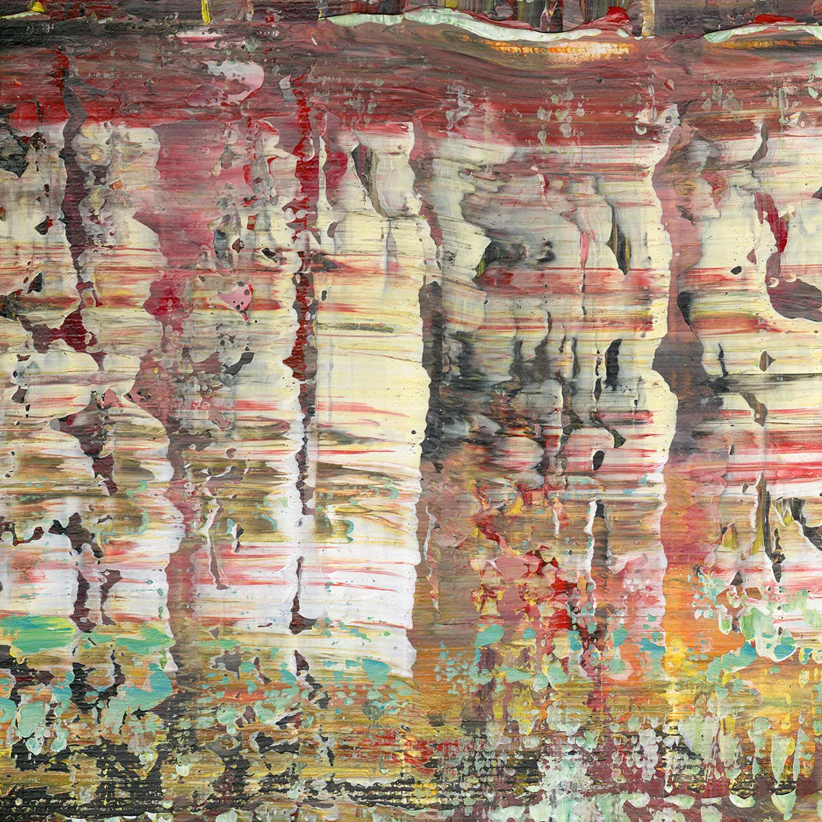 Alchemy of Time -Red Unicorn Art - Original abstract impressionist painting with vibrant, bold colors and rich, thick textures. One-of-a-kind, hand-painted art crafted with love for over 15 years."