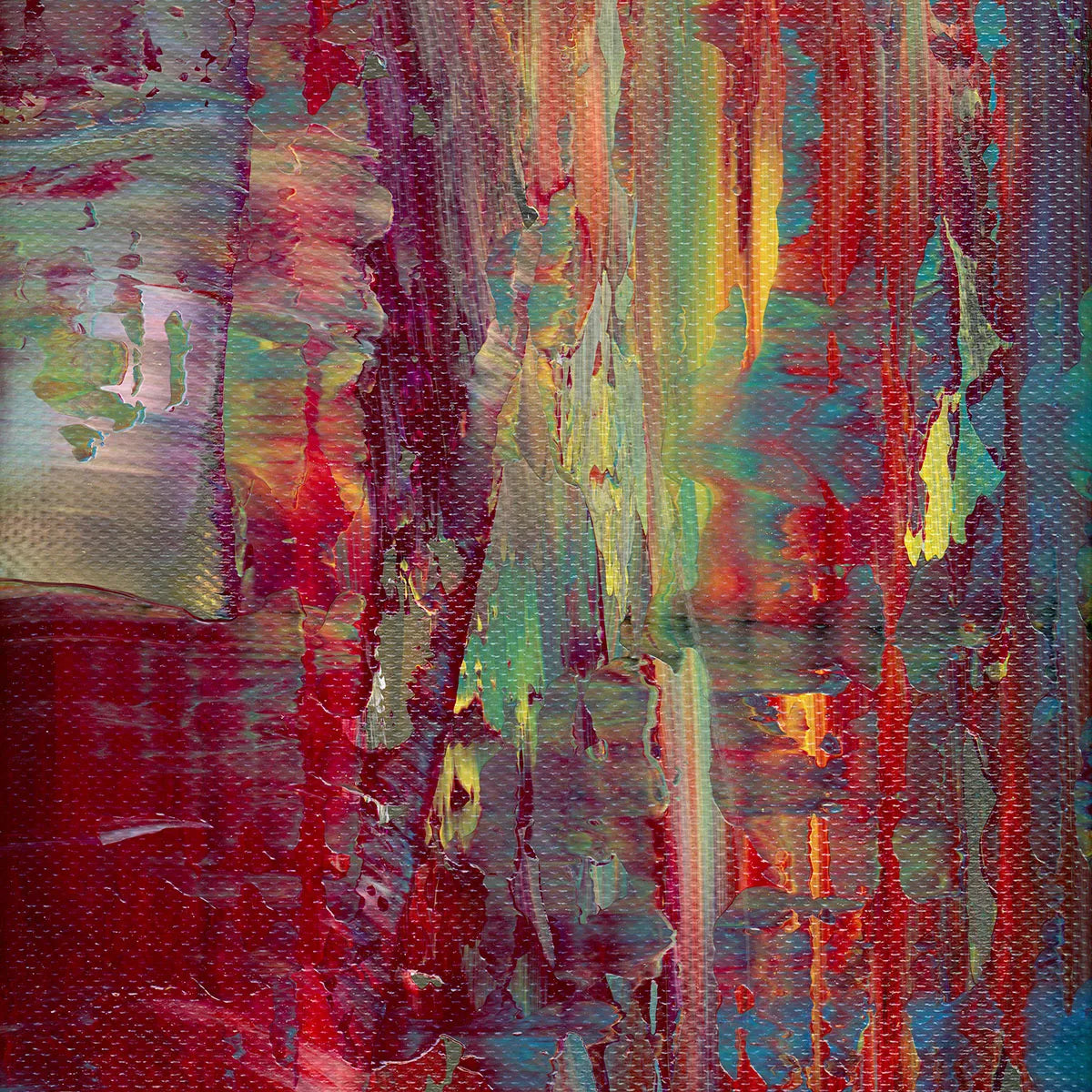 Between Extremes -Red Unicorn Art - Original abstract impressionist painting with vibrant, bold colors and rich, thick textures. One-of-a-kind, hand-painted art crafted with love for over 15 years."