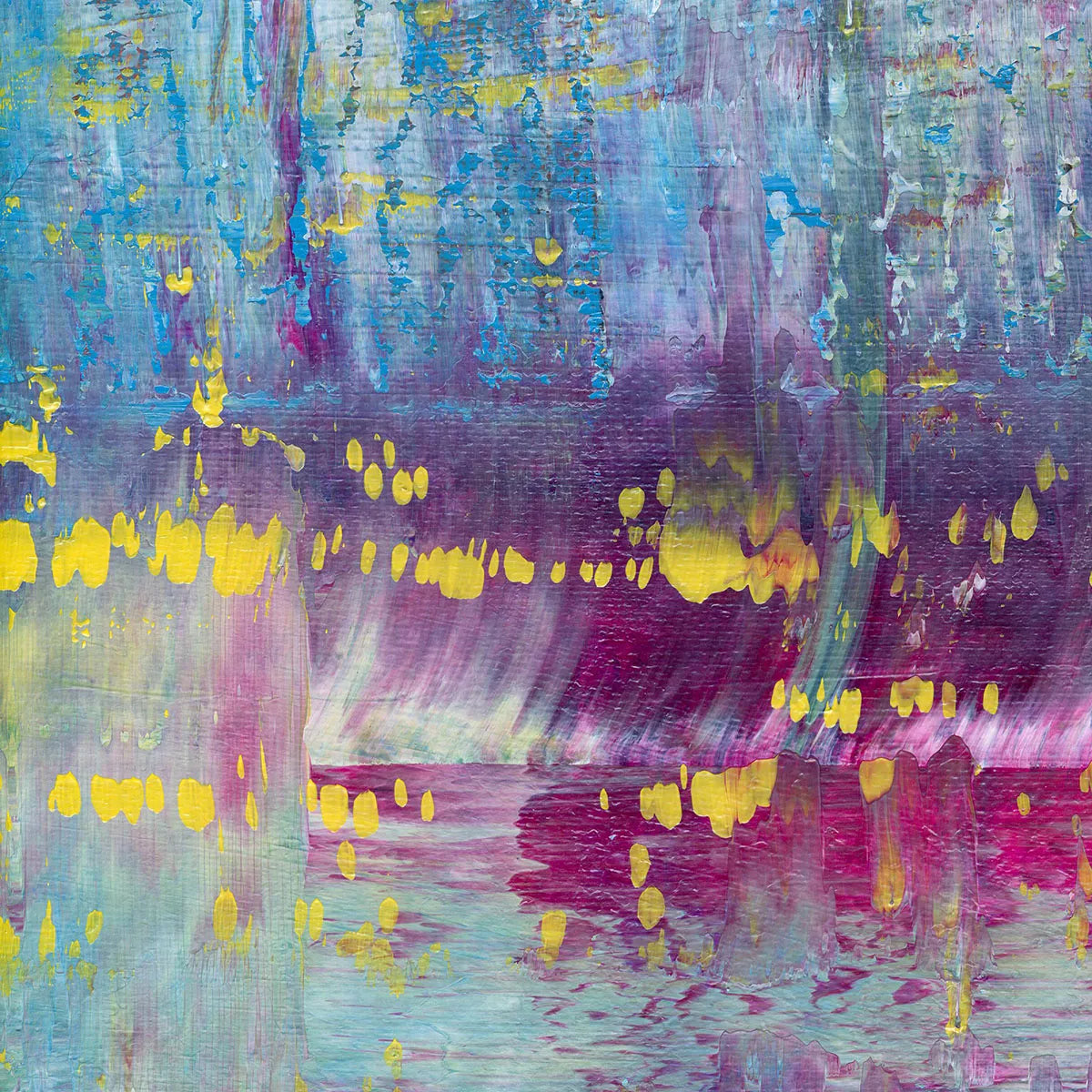 Cataclysm and Rebirth -Red Unicorn Art - Original abstract impressionist painting with vibrant, bold colors and rich, thick textures. One-of-a-kind, hand-painted art crafted with love for over 15 years."