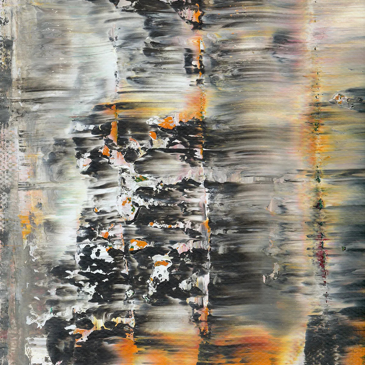 City Neon Reflections After Rain -Red Unicorn Art - Original abstract impressionist painting with vibrant, bold colors and rich, thick textures. One-of-a-kind, hand-painted art crafted with love for over 15 years."