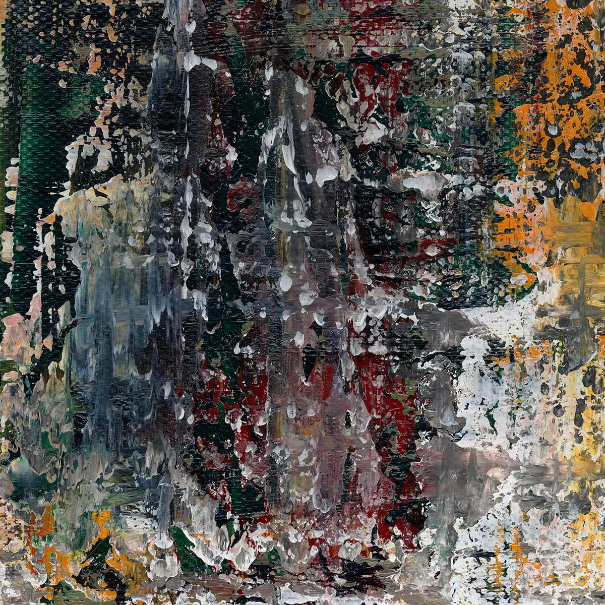 City Neon Reflections After Rain -Red Unicorn Art - Original abstract impressionist painting with vibrant, bold colors and rich, thick textures. One-of-a-kind, hand-painted art crafted with love for over 15 years."