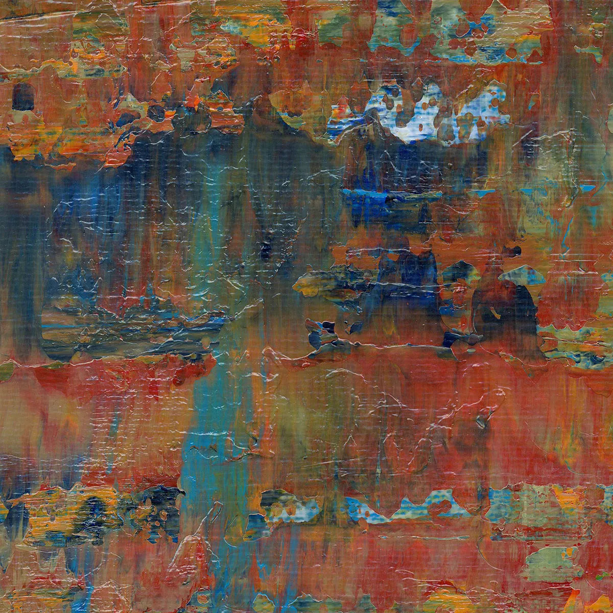 Echoes of Forgotten Dreams -Red Unicorn Art - Original abstract impressionist painting with vibrant, bold colors and rich, thick textures. One-of-a-kind, hand-painted art crafted with love for over 15 years."