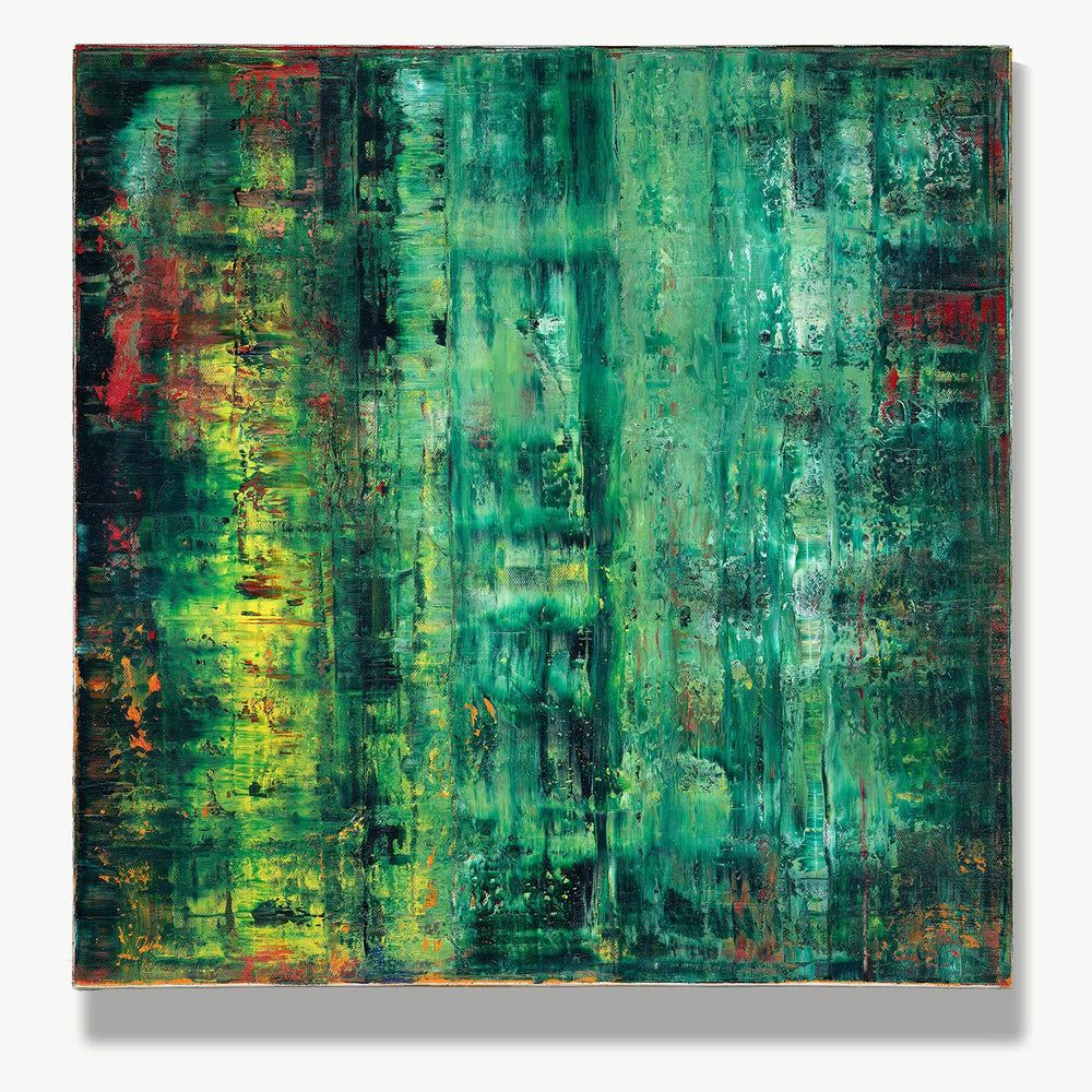 Emerald Whispers -Red Unicorn Art - Original abstract impressionist painting with vibrant, bold colors and rich, thick textures. One-of-a-kind, hand-painted art crafted with love for over 15 years."