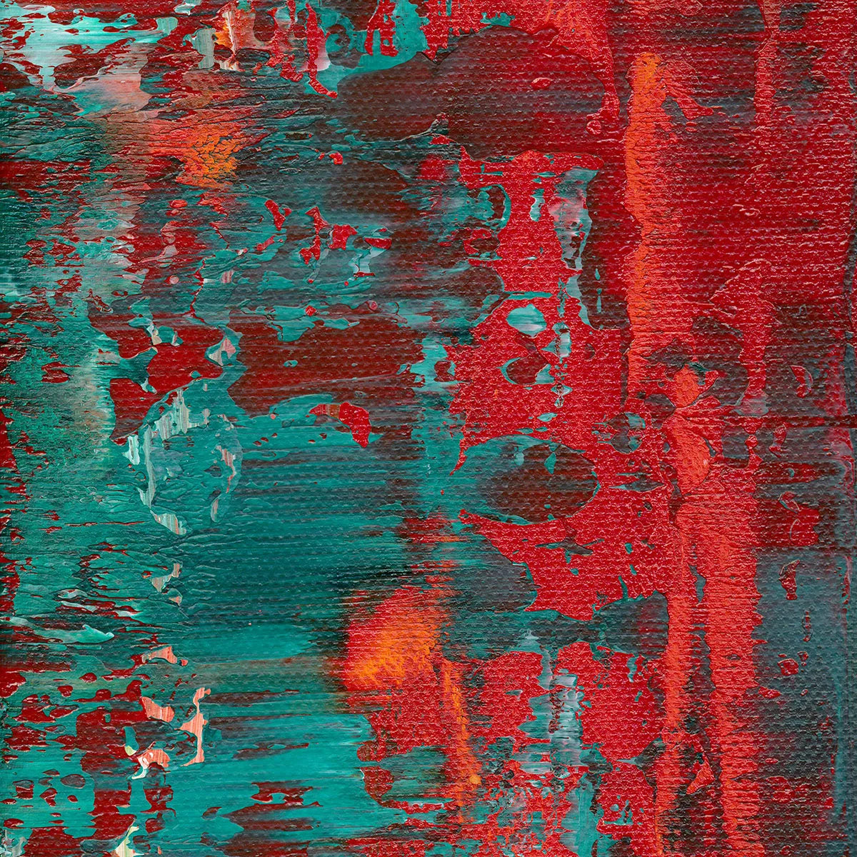 Fiery Rebirth II -Red Unicorn Art - Original abstract impressionist painting with vibrant, bold colors and rich, thick textures. One-of-a-kind, hand-painted art crafted with love for over 15 years."