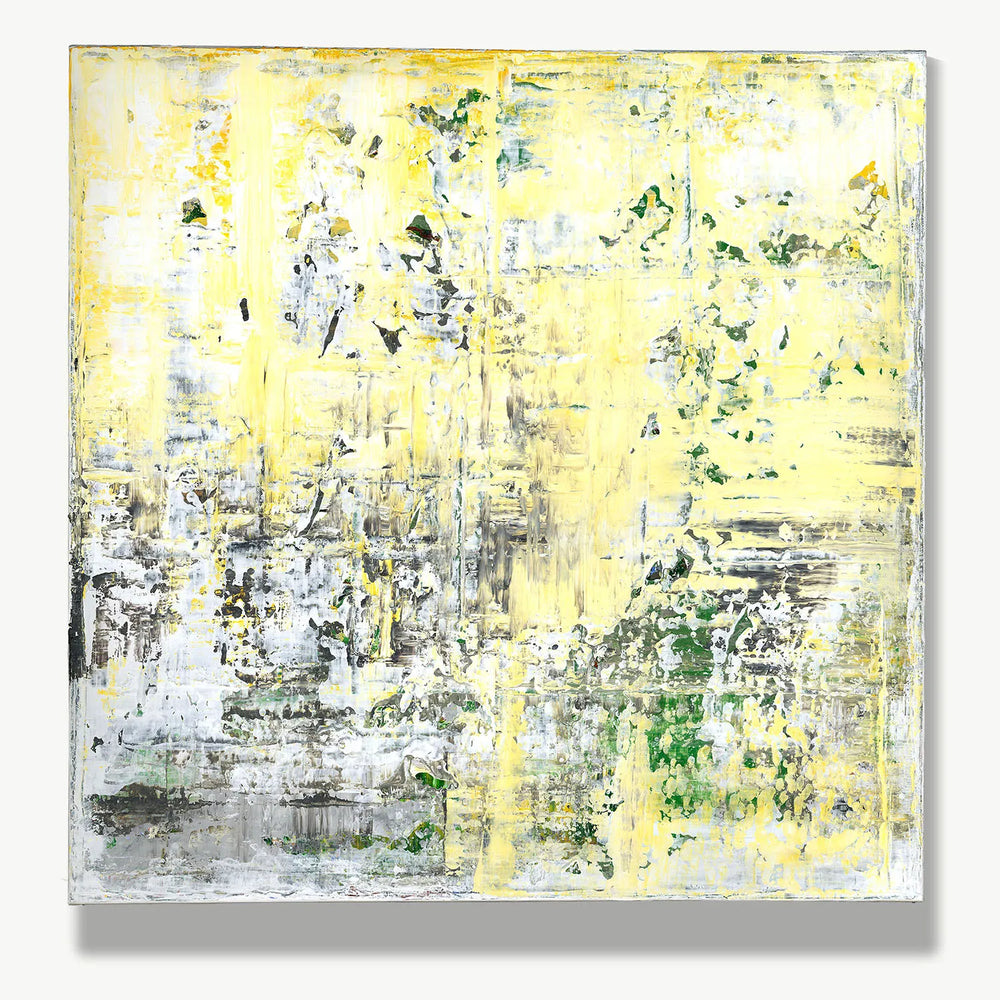 Golden Forest: An Early Snowfall -Red Unicorn Art - Original abstract impressionist painting with vibrant, bold colors and rich, thick textures. One-of-a-kind, hand-painted art crafted with love for over 15 years."