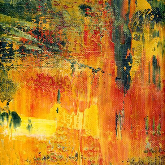 Liberation from Chaos -Red Unicorn Art - Original abstract impressionist painting with vibrant, bold colors and rich, thick textures. One-of-a-kind, hand-painted art crafted with love for over 15 years."