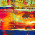 Lights of the Bazaar -Red Unicorn Art - Original abstract impressionist painting with vibrant, bold colors and rich, thick textures. One-of-a-kind, hand-painted art crafted with love for over 15 years."